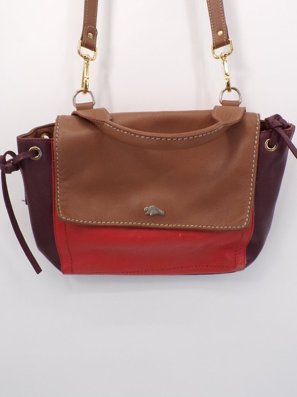 Roots Canada Leather Crossbody Satchel Bag Color block